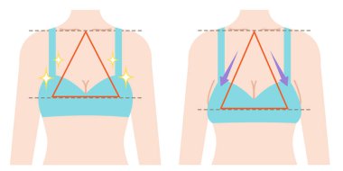 Güzel göğüsler ve sarkık göğüsler. Resimlerin beyaz arkaplanda izole edilmesinden önce