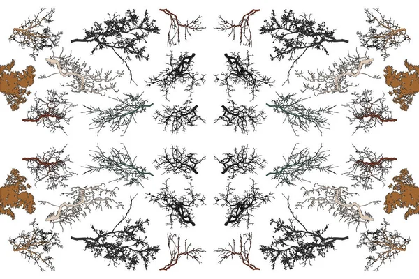 Χωρίς Ραφή Πρότυπο Δέντρο Κλαδιά Σκιαγραφία Εικονογράφηση Διάνυσμα — Διανυσματικό Αρχείο