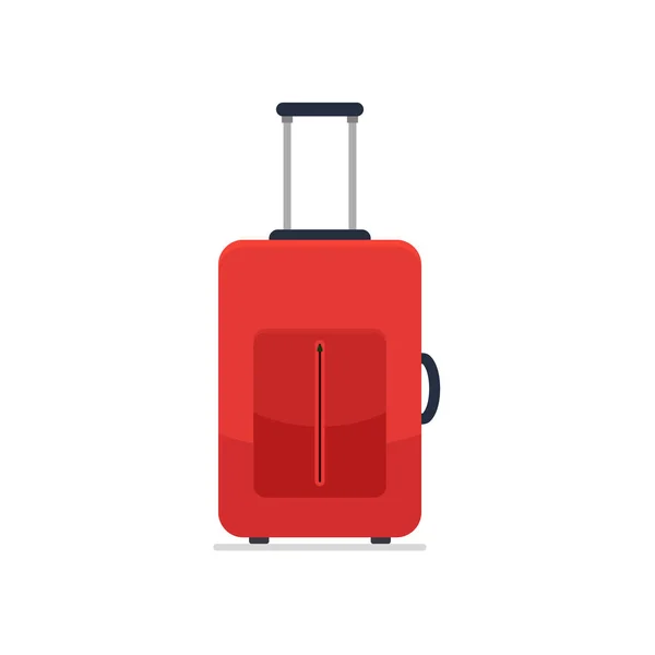 Icon luggage. Flat style red suitcase. Business and family summer vacation luggage. Vector illustration. — Stock Vector