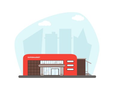 Şehir arka planda düz süpermarket