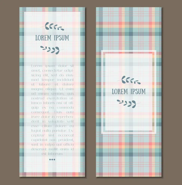 Gentle Flat Lumberjack Plaid Patterned Flyer Card Set Business Party — Stock Vector