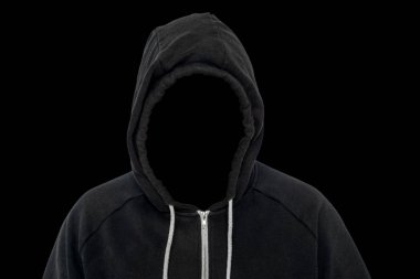 Kırpma yolu ile kapüşonlu üstte Faceless Man