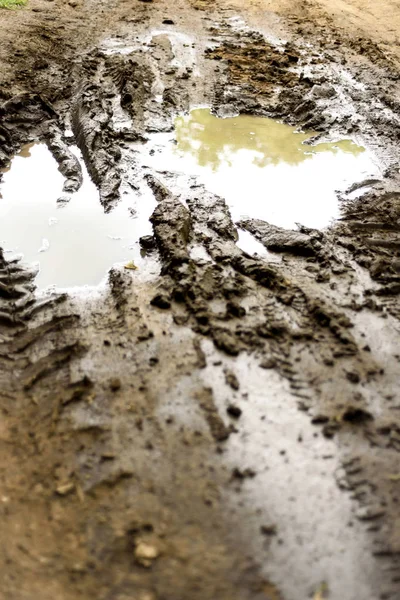 Muddy Puddle on a Track — Stock Photo, Image