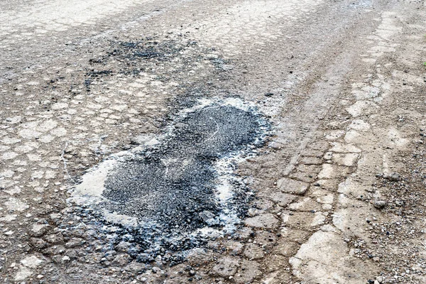 Black Tarmac and Broken Road for Repair — Stock Photo, Image