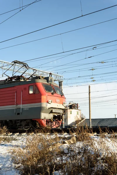 Rote russische Eisenbahn — Stockfoto