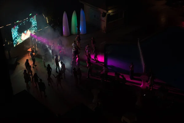 Persone Dancing Silhouette Nightclub Disco Night — Foto Stock