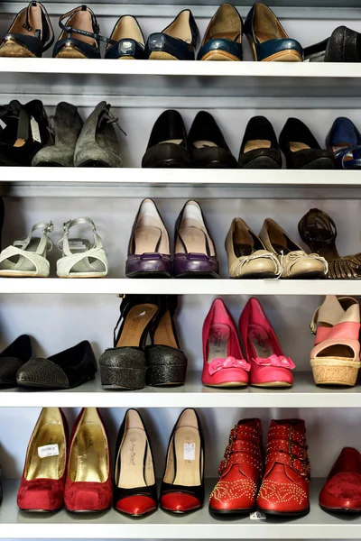 Rows of Womens Second Hand Shoes