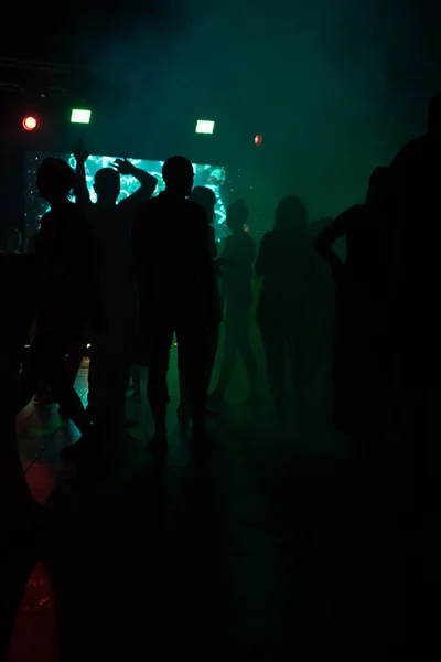 Persone Dancing Silhouette Nightclub Disco Night — Foto Stock