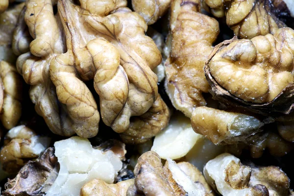 Mass Peeled Walnuts Macro Closeup — Stock Photo, Image