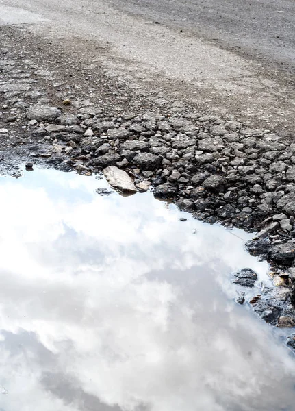 Water Filled Pothole in the Road — Stock Photo, Image