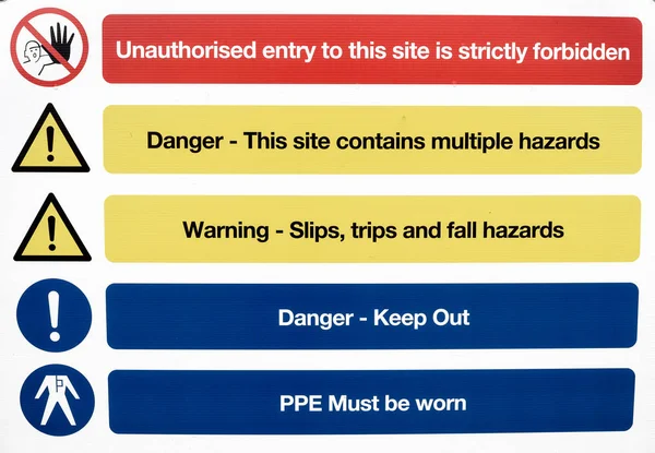 Building Site Health and Safety Warning Signs