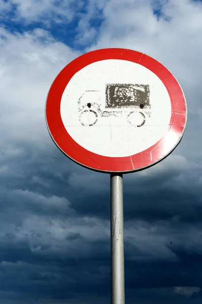 Lorry Road Sign and Overcast Sky