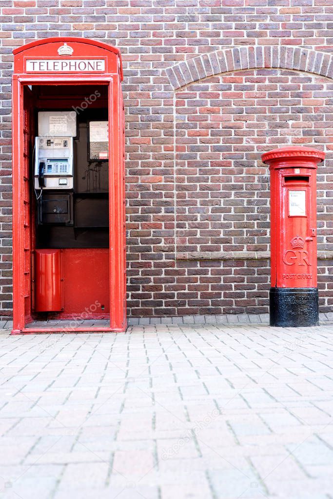British Red Telephone Box and Post