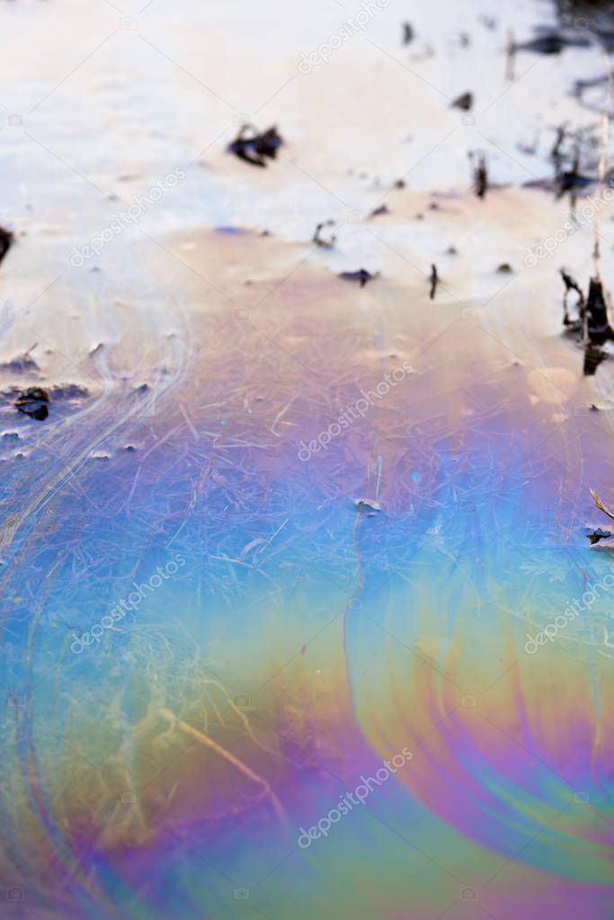Toxic Oil Chemical Spill on Water Surface