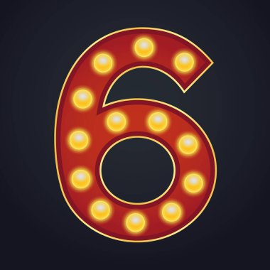 Altıncı harf alfabe işareti. Afiş lambası vinta.