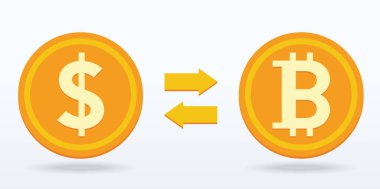 Bitcoin değişimi düz tasarım, dijital veya sanal para