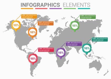 INFOGRAPHICS ögesi soyut tasarım dünya haritası konsept şablonu