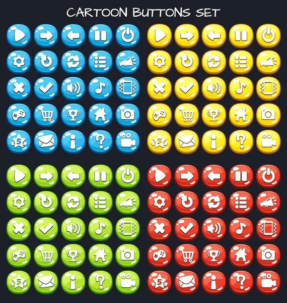 Cartoon Button Set Game Pack Gui Element Mobile Gamecartoon Buttons — Stockvektor