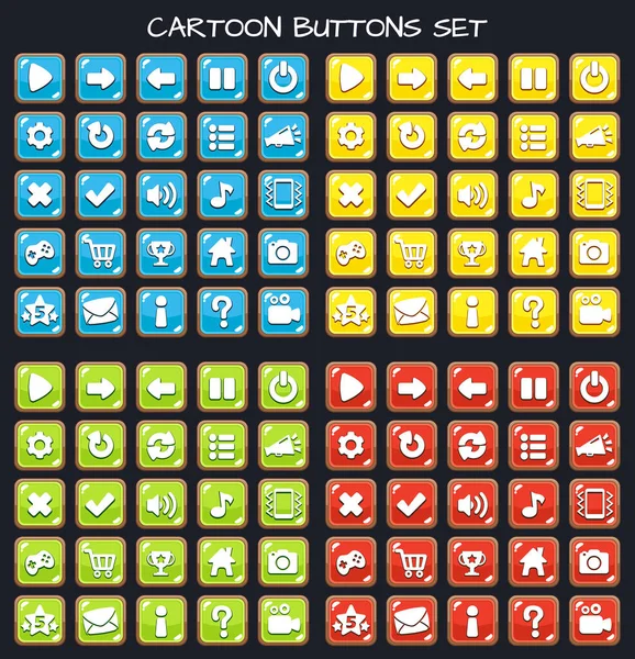 Cartoon Button Set Game Pack Gui Element Mobile Gamecartoon Buttons — Stockvektor