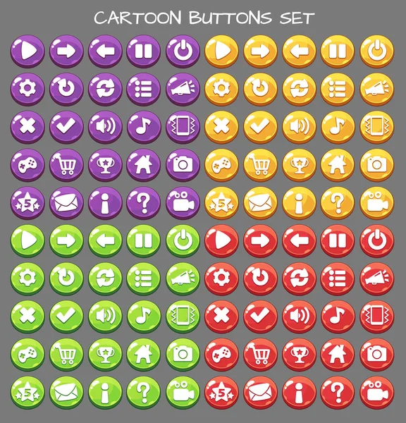 Cartoon Button Set Game Pack Gui Element Mobile Gamecartoon Buttons — Stockvektor
