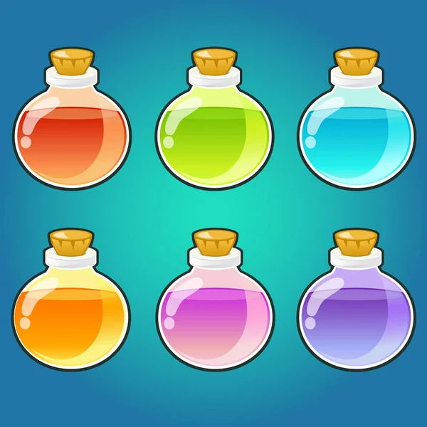 Set Bouteilles Potions Magiques — Image vectorielle