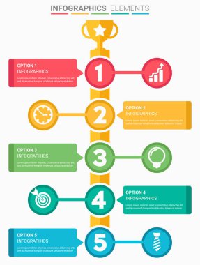 INFOGRAPHICS ögesi soyut tasarım ilk beş liste şablonu