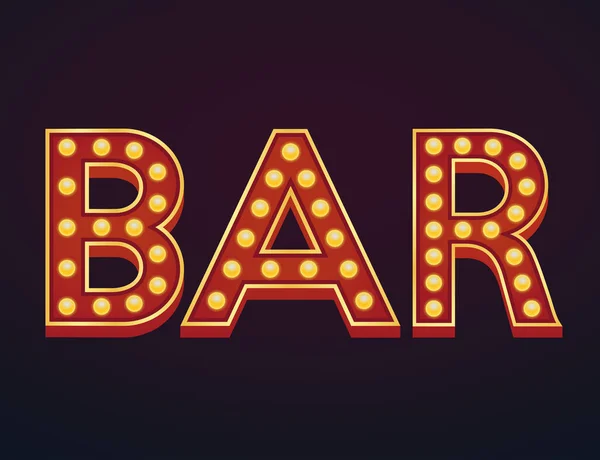 Bar Banner Αλφάβητο Σημάδι Marquee Λάμπα Vintage — Διανυσματικό Αρχείο