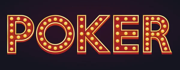 Poker Bannière Alphabet Signe Marquise Ampoule Vintage — Image vectorielle