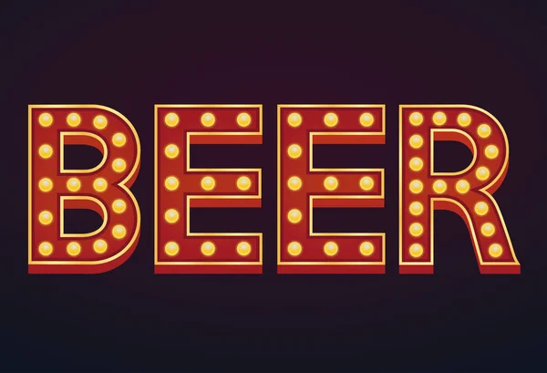 Beer Banner Αλφάβητο Σημάδι Marquee Λάμπα Vintage — Διανυσματικό Αρχείο
