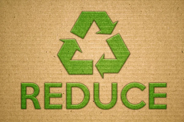 Recycler Symbole Vert Sur Carton Avec Texte Réduire — Photo