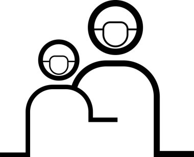 Ebeveyn ve çocuk simgesi, insan covid-19 virüs maskesi logosu
