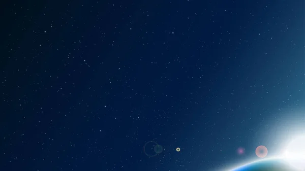 惑星地球のベクトル上の宇宙からの銀河の背景と日の出の眺め — ストックベクタ