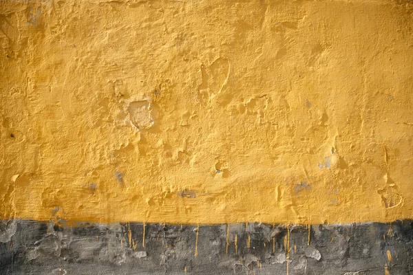 Yellow Old Scratched Cracked Stucco Wall Facade Back Design Blank — Stock Photo, Image