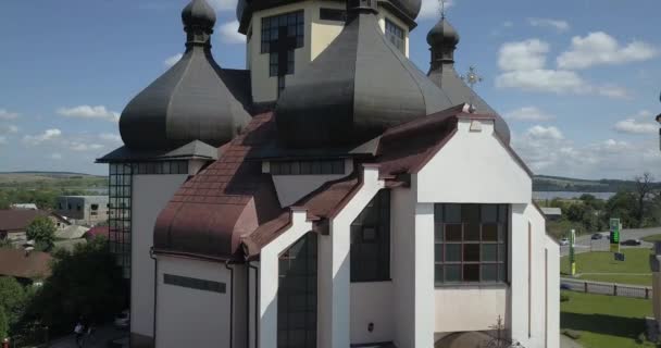 Iglesia aérea ciudad Burshtyn, Ucrania — Vídeo de stock