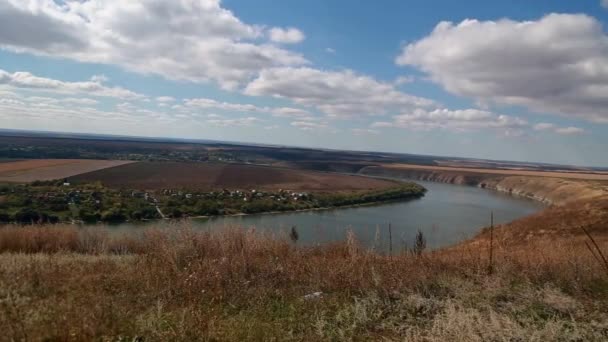 Panoramatický pohled na řeku Dniester, Ukrajina — Stock video