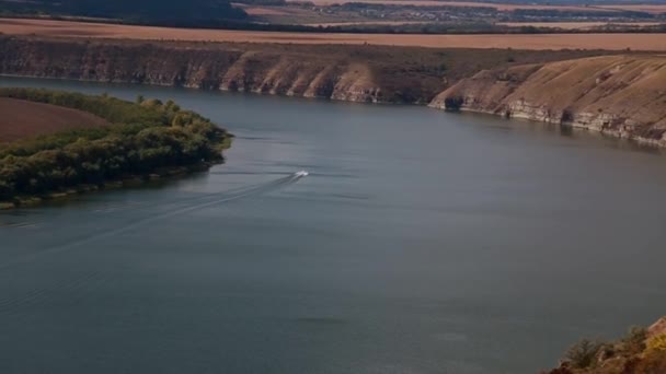 Panorama vista sobre o rio Dniester, Ucrânia — Vídeo de Stock