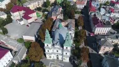 Havadan görünümü Katedrali, göl, quay Ternopil, Ukrayna