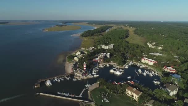 Vista aérea da baía do iate clube — Vídeo de Stock