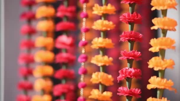 Indiska bröllop traditionella blommig inredning — Stockvideo