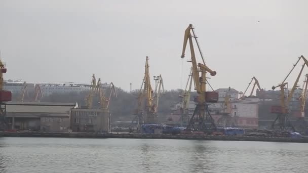 Vue aérienne du port maritime d'Odesa — Video