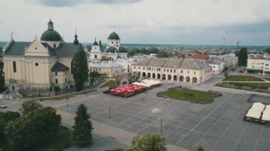 havadan görünüm, Zhovkva Eski Polonya kalesi, Ukrayna