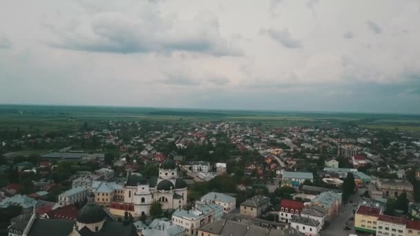 Vista aérea, Antiguo castillo polaco en Zhovkva, Ucrania — Vídeo de stock