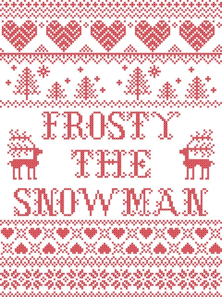 Weihnachtsmuster Frostig Der Schneemannvektor Nahtloses Muster Inspiriert Von Nordischer Kultur — Stockvektor
