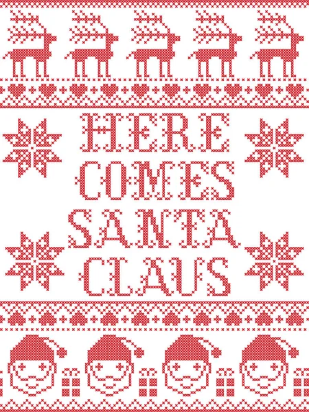 Різдво Шаблон Тут Приходить Санта Клауса Вектор Безшовні Візерунок Натхненний — стоковий вектор