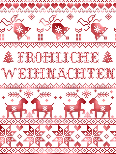 Christmas Pattern Frohliche Weihnachten Vector Seamless Pattern Inspired Nordic Culture — Stock Vector