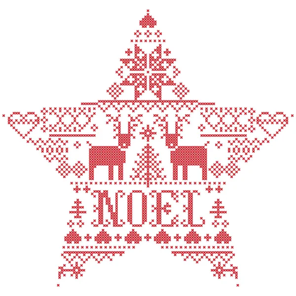 Vector Kerst Patroon Noel Geïnspireerd Door Feestelijk Winter Nordic Cultuur — Stockvector