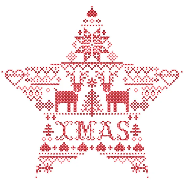 Padrão Natal Vetor Natal Inspirado Festivo Inverno Cultura Nórdica Ponto — Vetor de Stock