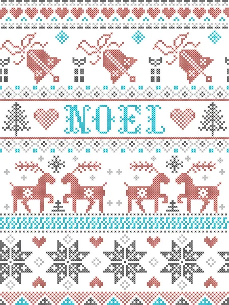 Christmas Pattern Noel Scandinavian Style Inspired Norwegian Festive Winter Culture — 图库矢量图片