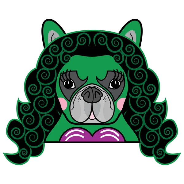 Girls Room Kids Style Cute French Bulldog Female Dog Superhero — Stock Vector