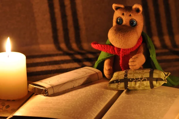 Genç Mumintroll kitabı okuyor.